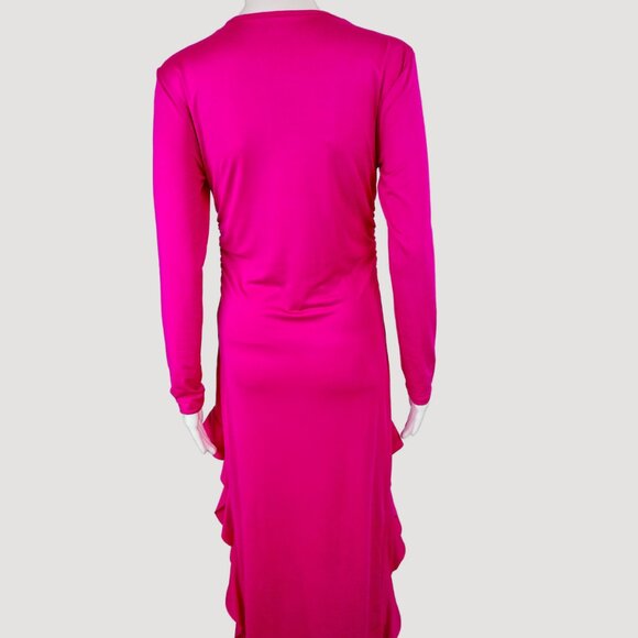 Fuchsia Pink Bodycon Ruffle Dress - Picture 5 of 7